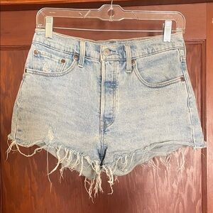 Levi's Light Blue Frayed Jean Shorts